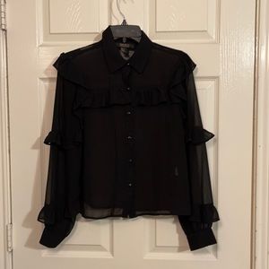 Black long sleeved sheer blouse